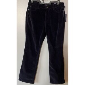 NWT NYDJ Straight Leg Corduroy Pants Navy Blue Size 14W Thin Wale Stretch 34x31